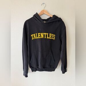 TALENTLESS Collegiate Unisex Black Sweatshirt Hoodie Yellow Logo Size S
